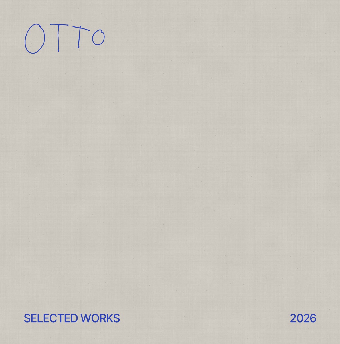 The finished cover with ‘OTTO’ in ultramarine on ash linen